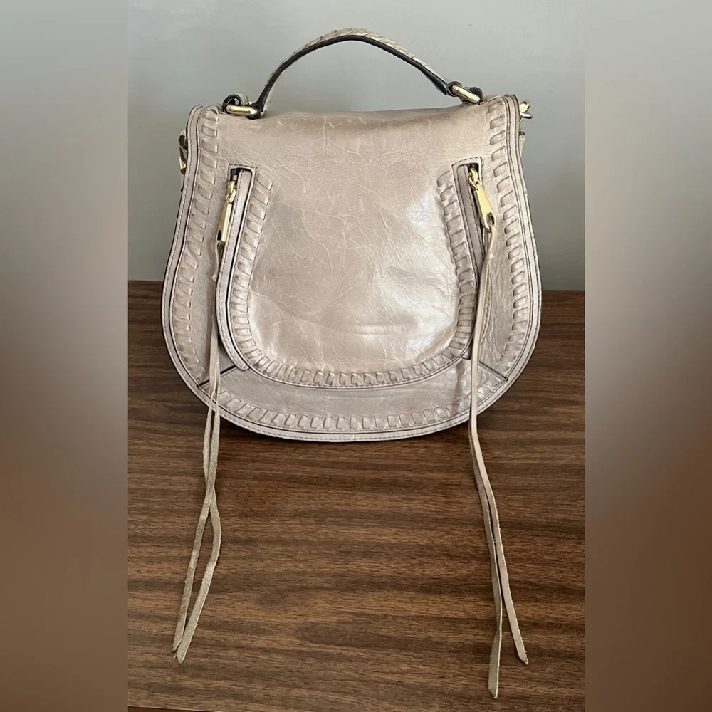Rebecca Minkoff Distressed Leather, 'Vanity Saddle' in Mushroom, Crossbody Bag - Picture 3 of 14